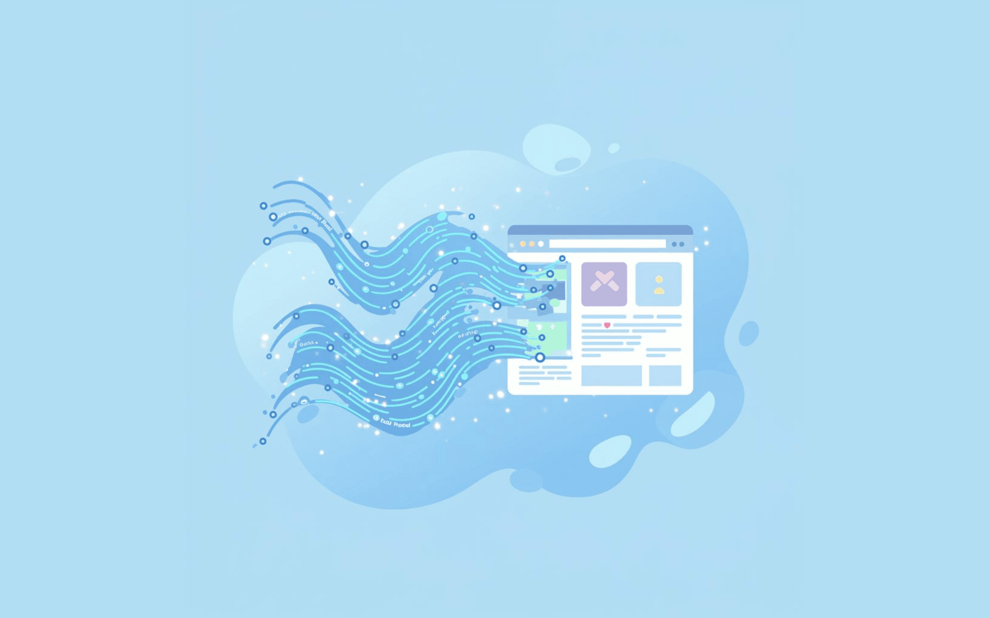 Visualization of AI-generated code transforming into a live website preview