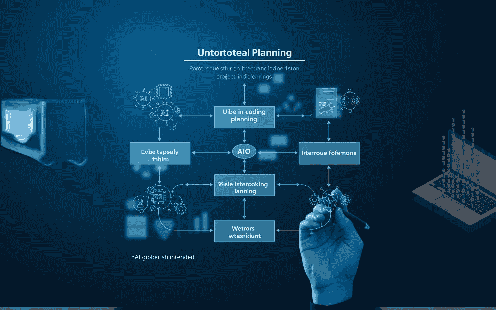 Unconventional vibe coding project planning flowchart with AI assistance icons
